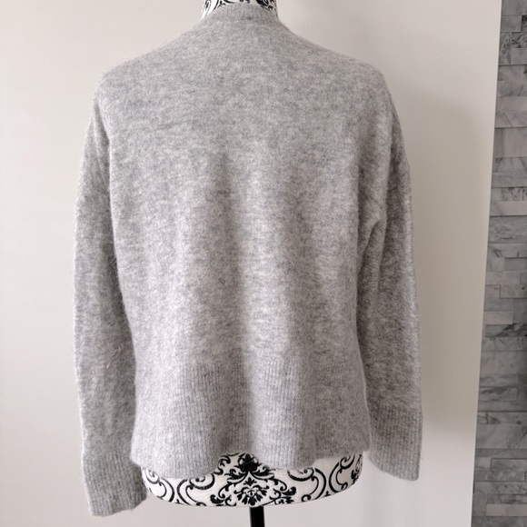 All Saints Alpaca/Wool Blend Mohair Split Logo Sweater Grey Lavender S - Picture 3 of 6